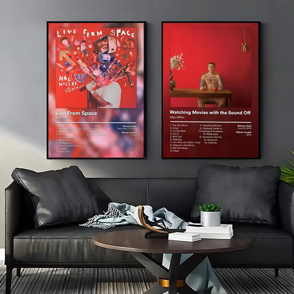 Mac M-Miller Rapper Singer Poster Home Living Bed Room Bar Hallway Sticky Wall Art Printing Waterproof Aesthetic Decor