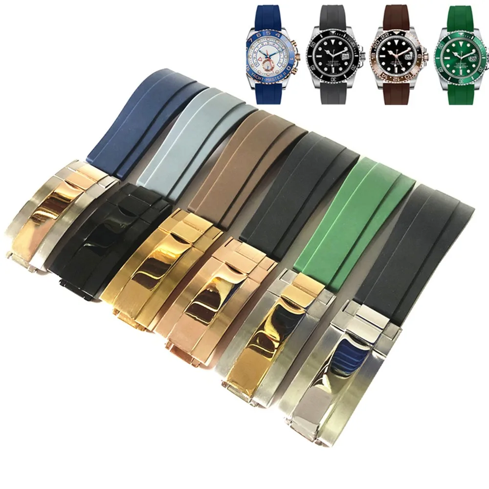 

Rubber Watch Strap for Rolex Yacht-Master, Daytona, Submariner Black & Green, Watch Band Accessories 20mm 21mm