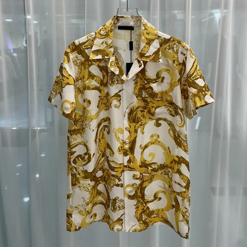 

Роскошные королевские цветочные рубашки с цифровой печатью, мужские летние повседневные мужские рубашки с коротким рукавом и рисунком пейсли, Roupas De Luxo Masculina