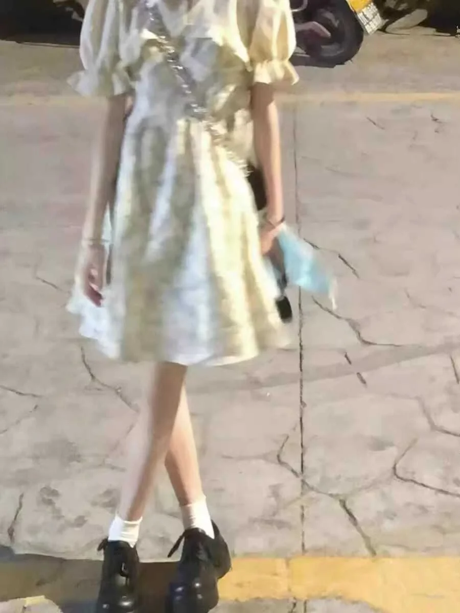 Floral Print ter Dr Women's Spring Summer Design Sensation Vintage Tea Break Two-Piece Set Skirt V-Ne High Waist Bubb...