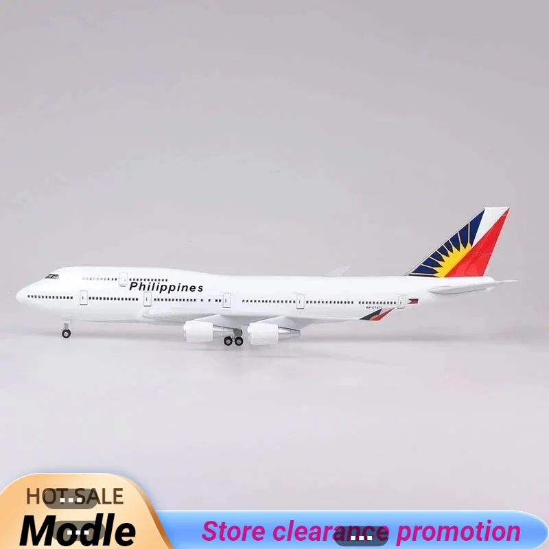 

New 47CM 747 B747 Model Philippines Airlines with Landing Gear Wheels Lights Resin Aircraft Plane Collectible Toy Home Decor