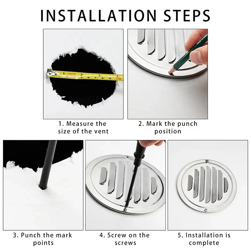 1Pcs Easy Installation Exterior Wall Air Vent Grille Round Air Vent Grille Insect Protection Ducting Ventilation Tool