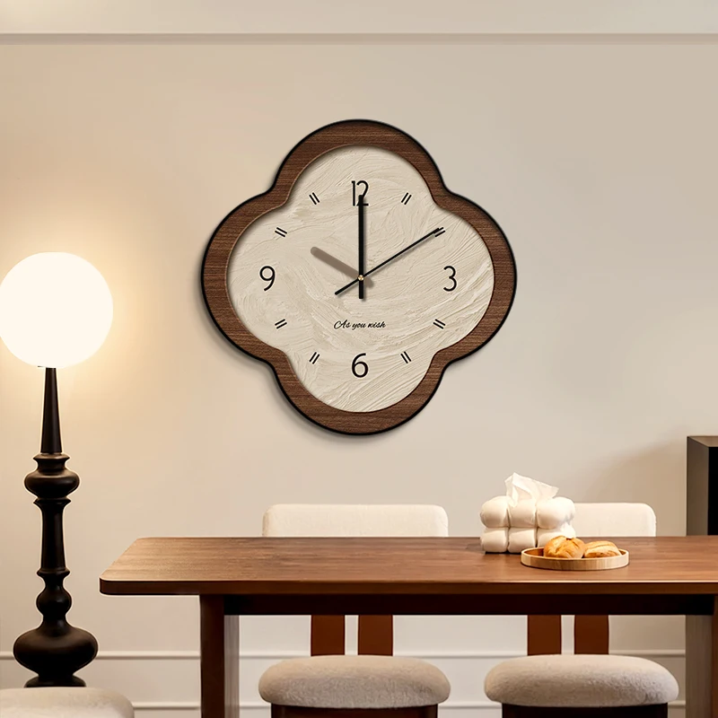 Wooden Wall Clock with Large Numbers French Retro Silent Quartz Movement Vintage Rustic Kitchen Dining Room Home Decoration
