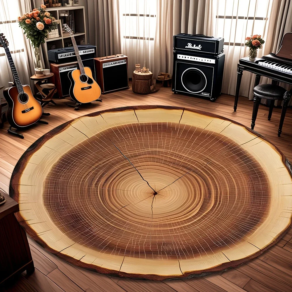 Natural Tree Stump Art Carpet Vintage Crack Pattern Mat Rustic Area Rug for Living Room Home Decoration Home Rugs for Bedroom