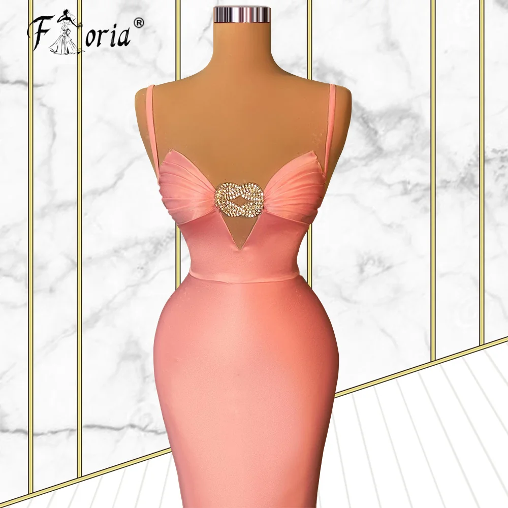 Sexy V-hals Satin Avondjurken Lange Spaghetti Strap Sleeveless Crystal Floor Lengte Mermaid Prom Dress Cocktail Partij Jassen