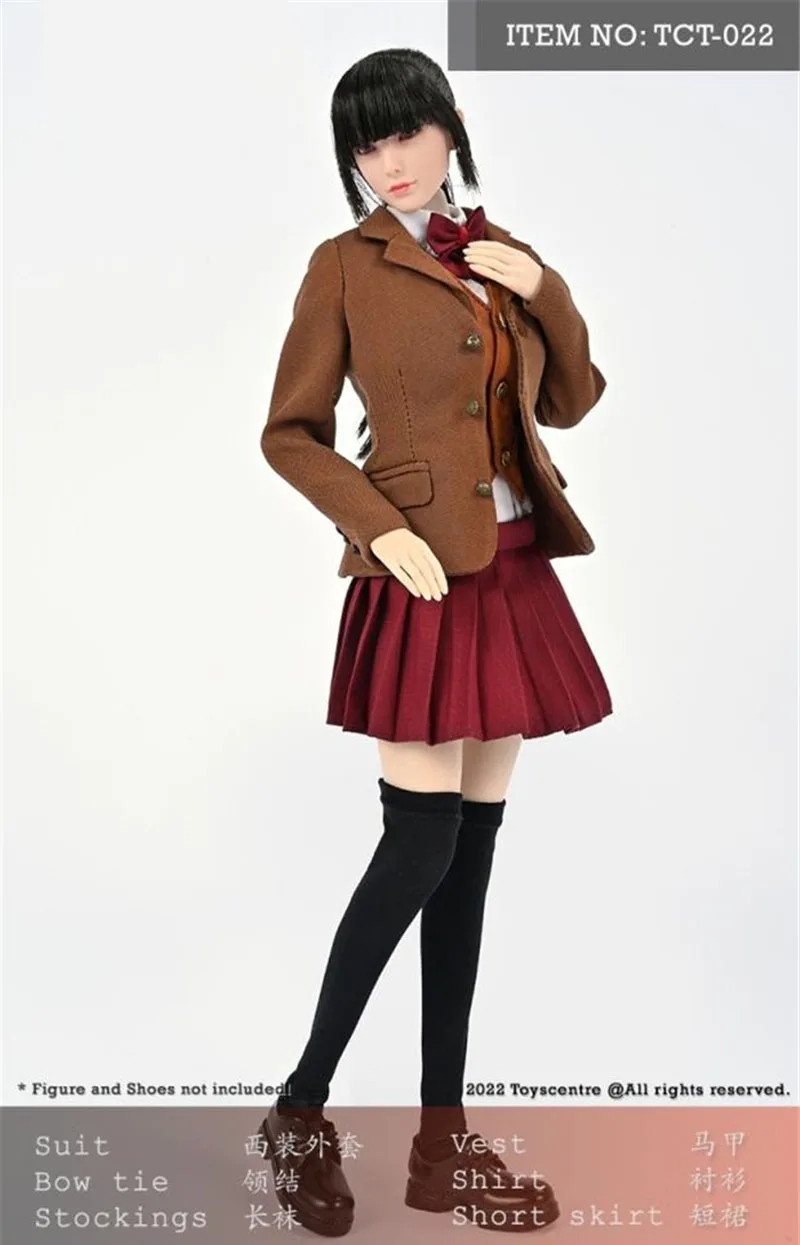 TCT-022 Escala 1/6 Feminino Menina Escola Ocidental JK Uniforme Terno Jaqueta Camisa Saia Plissada Conjunto de Roupas para Figura de Ação de 12 polegadas