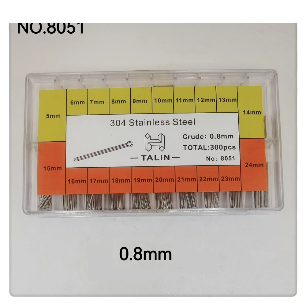 300 Stück Uhrenarmband-Splittstifte mit Box, 0,8/0,9/1,0/1,2 mm, Edelstahl, Uhrenarmband-Gliederstifte, Uhrenreparaturwerkzeuge – Detail 4