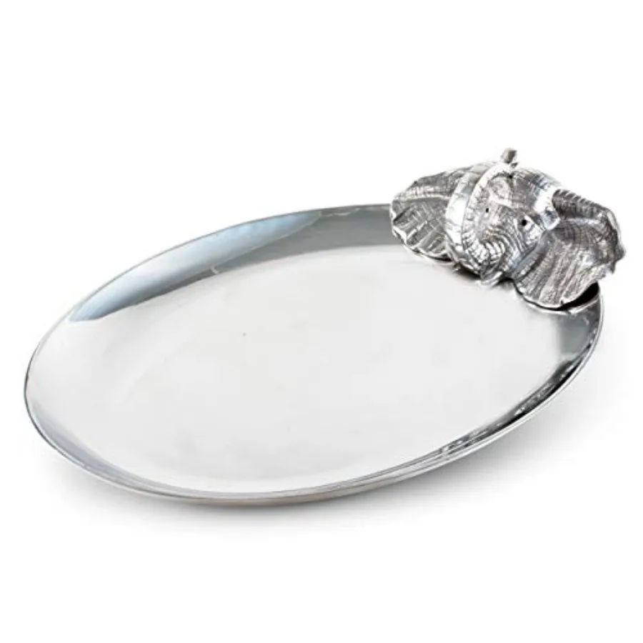 

Алюминиевое овальное блюдо со слоном для сервировки еды, без тускнений, 21 x 11 дюймов