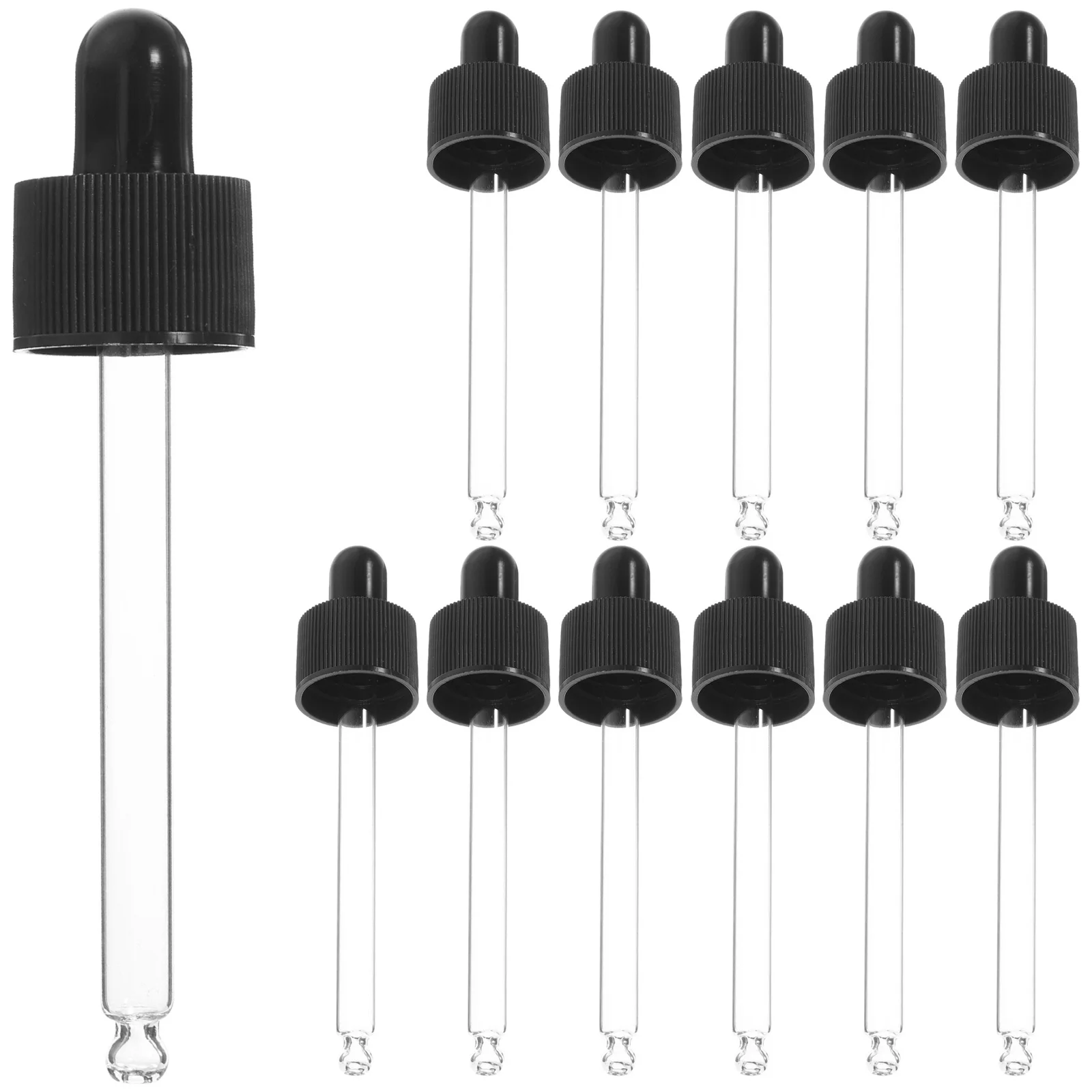 12 個のガラススポイト、滴下防止エッセンシャルオイルボトル、軽量で持ち運び可能、工芸品や科学実験用ガラススポイト