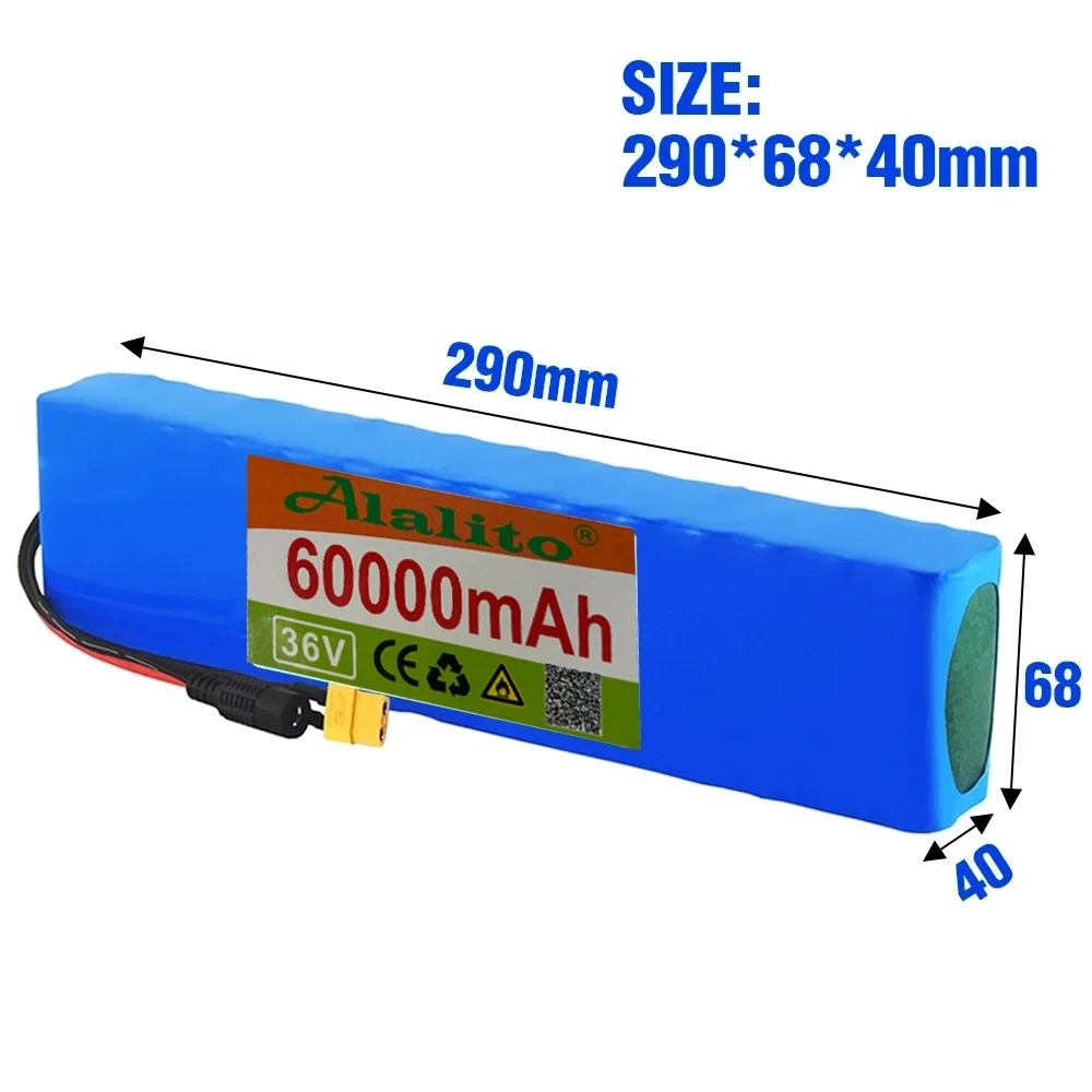 36V 60Ah 18650 Rechargeable Lithium Battery Pack 10S3P 1000W Power Modified Bicycle Scooter Electric Vehicle with BMS