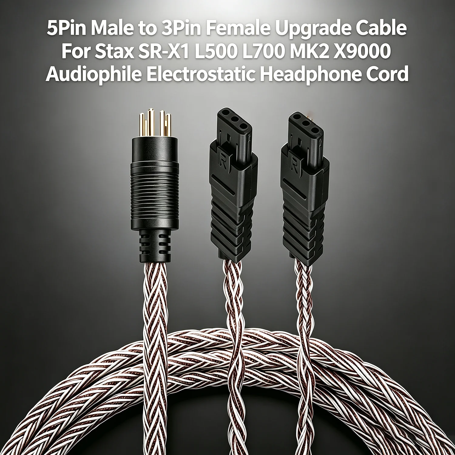 5Pin Male to 3Pin Female HIFI Audio Cable for Stax SR-X1 L500 L700 MK2 X9000