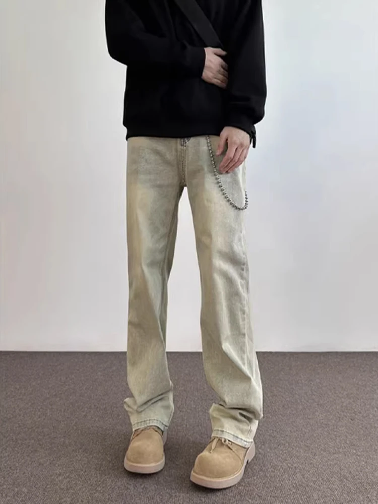 

Мужские джинсы American High Street Vibe: облегающие, эластичные, с высокой талией, прямые, слегка расклешенные, цвета желтой глины