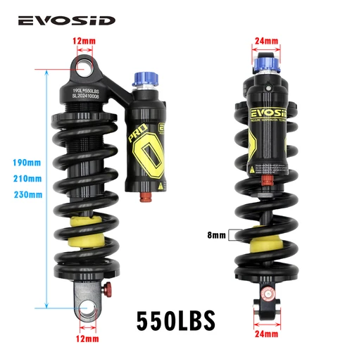 Imagen 2 del producto EVOSID-amortiguador trasero para bicicleta de montaña, resorte de suspensión de 550 libras, amortiguador trasero suave de 190mm/210/230mm para bicicleta AM/FR/DH/MTB