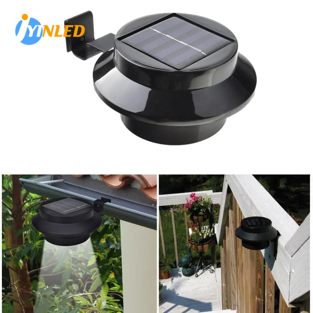 Lâmpada solar impermeável para exterior, luz de parede com 3 led, ip65, controle do sensor, para cerca, cerca, ao ar livre