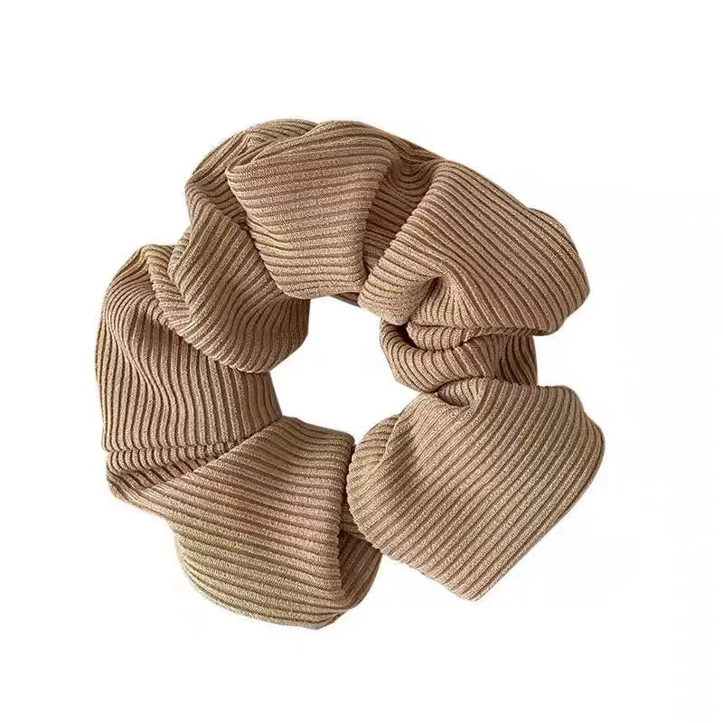 Korean Brown Color Scrunchies Lazy Style Houndstooth Simple Casual Large Hair Tie Rope Student Girls Solid Elastic Hair Bands