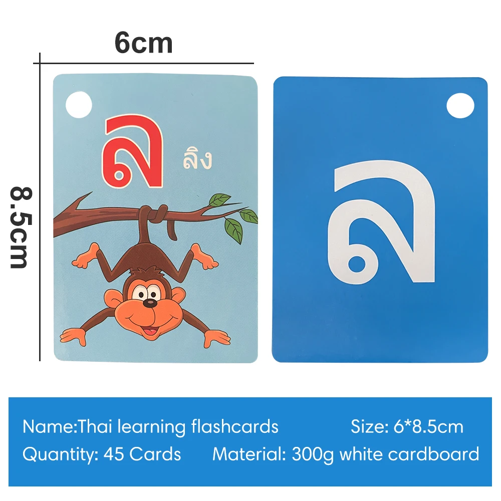 Thai Alphabet Learning Card Foreign Language Flashcard 44 Cards In Set Kids Learning Toys Available In Stock