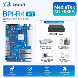 Banana Pi BPI-R4 Suit with Cases MediaTek MT7988A (Filogic 880) quad-core Arm Corex-A73 4GB DDR4 8GB eMMC Openwrt Router Board