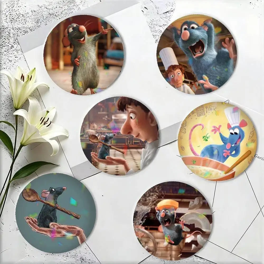 Cartoon Movie Ratatouille-E 25 32 44 58 75mm Badges Personalized Round Brooches Pins Accessory
