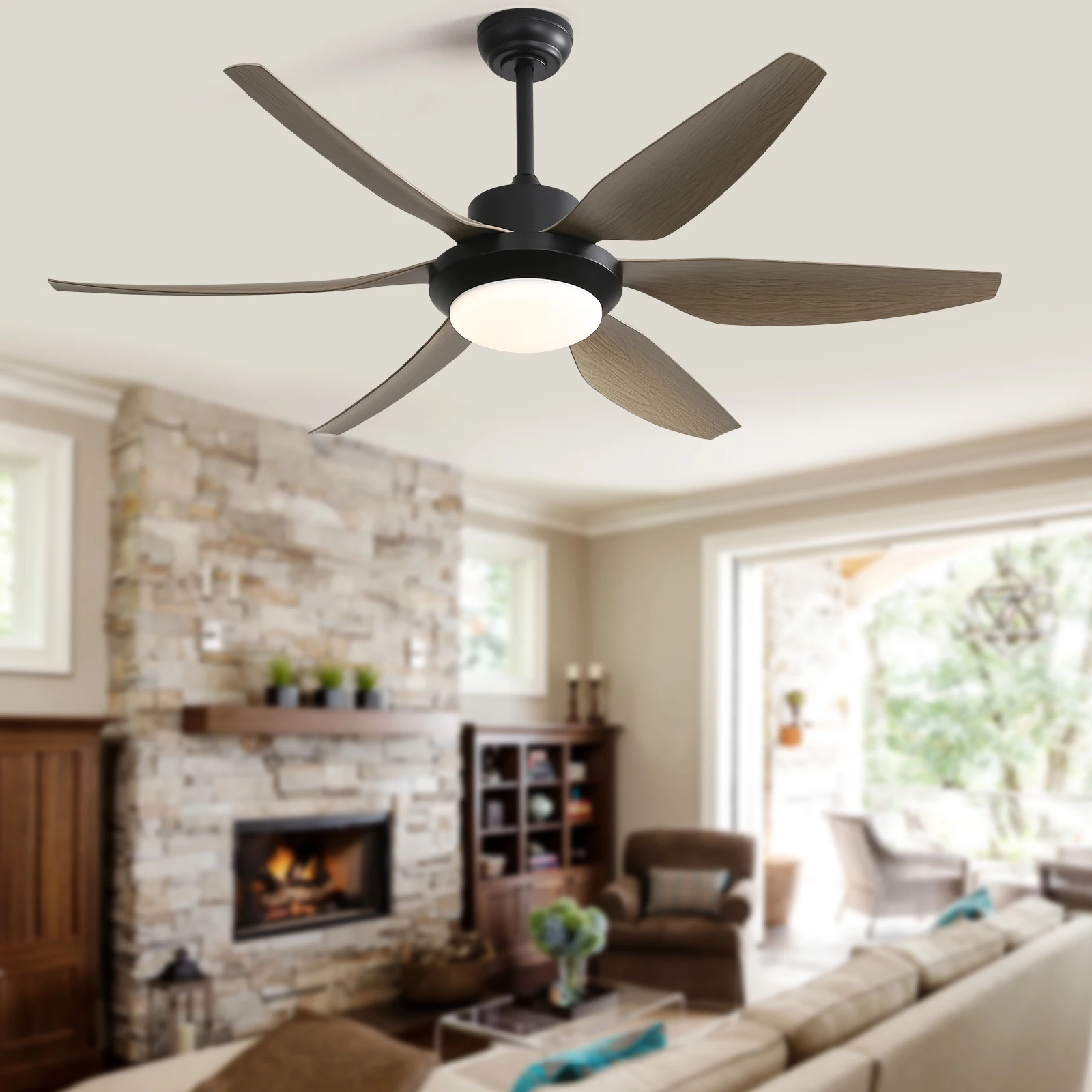 54 Inch Indoor Ceiling Fan With Dimmable Led Light 5 ABS Blades Remote Control Reversible DC Motor For Living Room