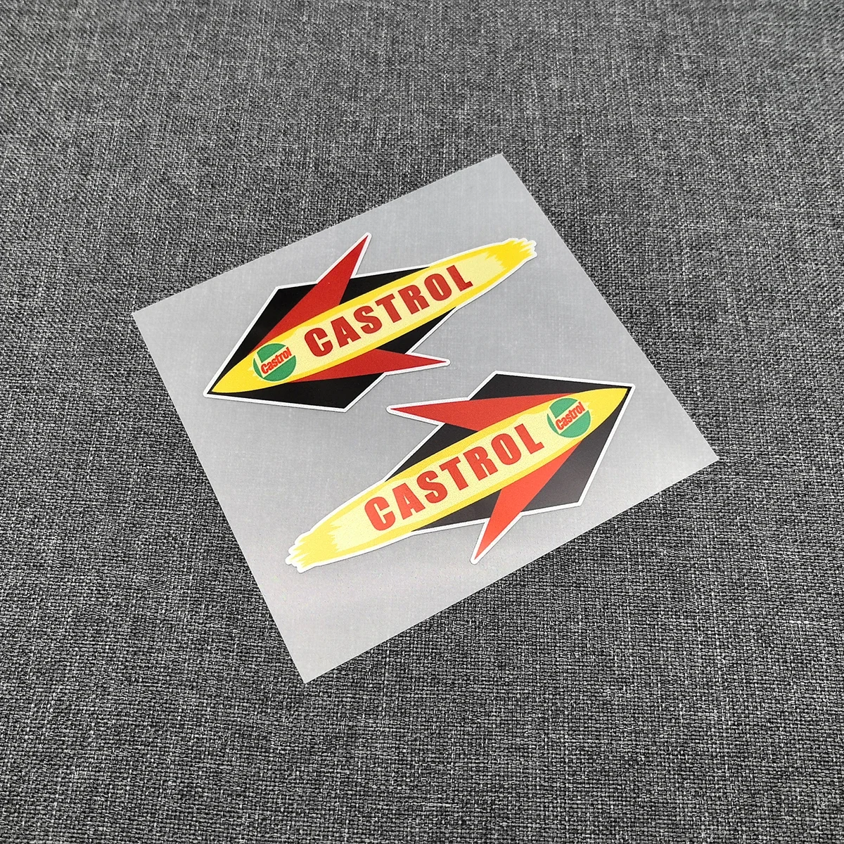 2Pcs Reflective CASTROL Rocket Decal Handed Classic Scooter Motorcycle Stickers