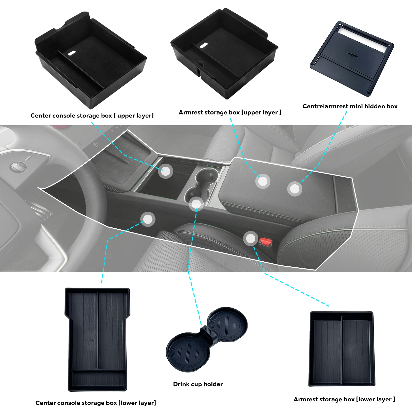 

Для Tesla New Model 3 Highland 2024 2025 консоль подлокотник органайзер для хранения внутренний ящик для хранения аксессуары для интерьера