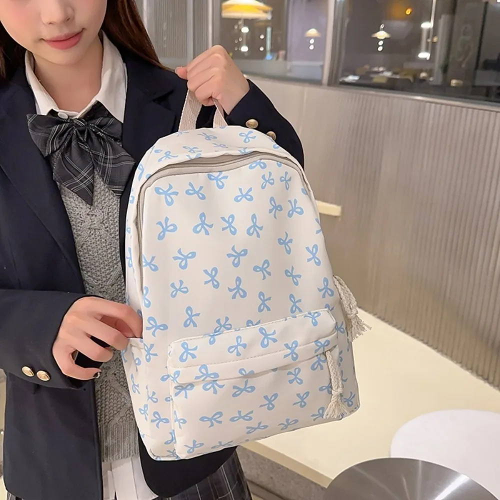 

Cute Nylon Bow Backpack Large Capacity Japanese Style Students School Bag Storage Bag Lightweight Teenagers Shoulder Bag Outdoor