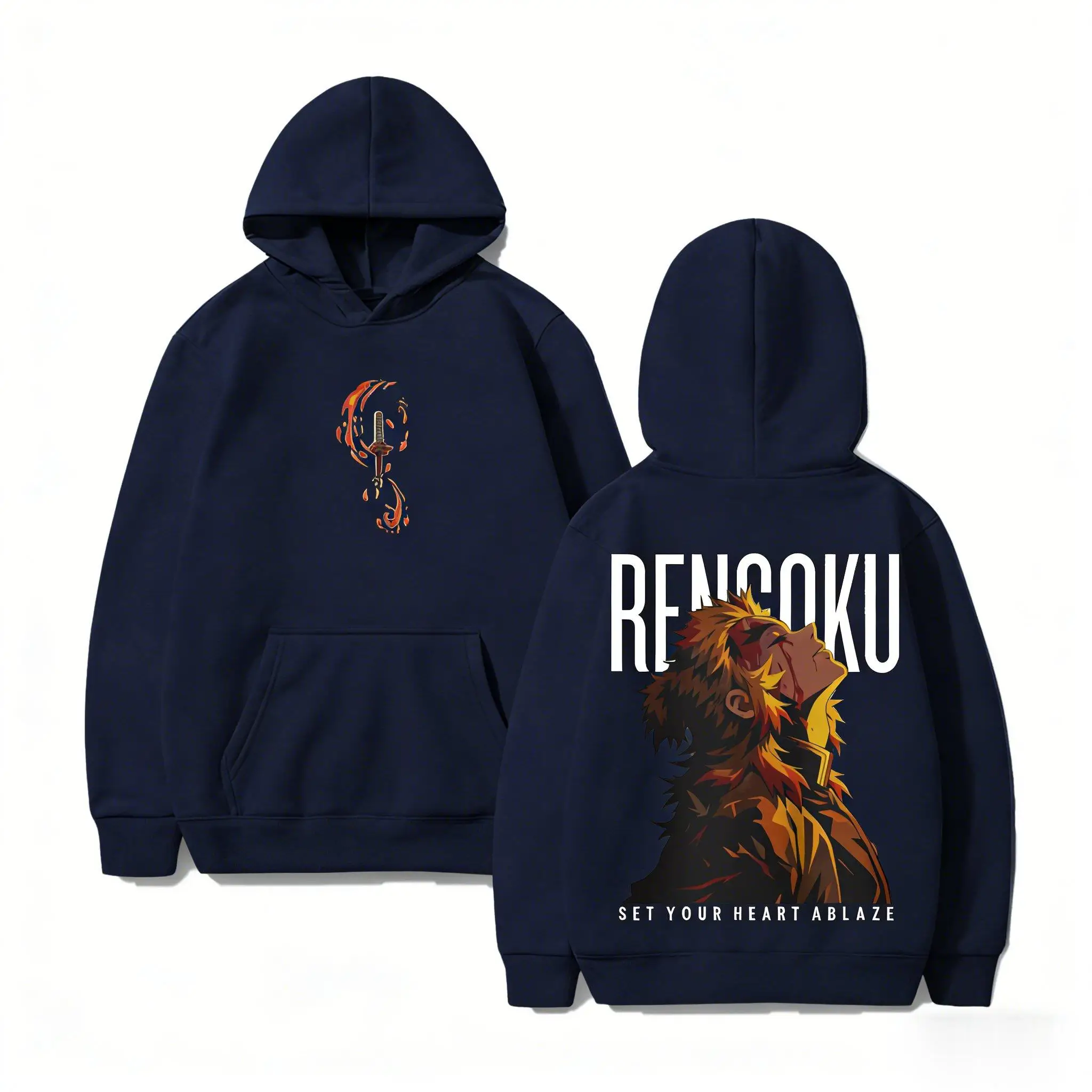 Demon Slayer Rengoku Hoodie Anime Sweatshirt Men Women 2026 Autumn Winter New Cosplay Casual Streetwear Pullover Graphic Jacket
