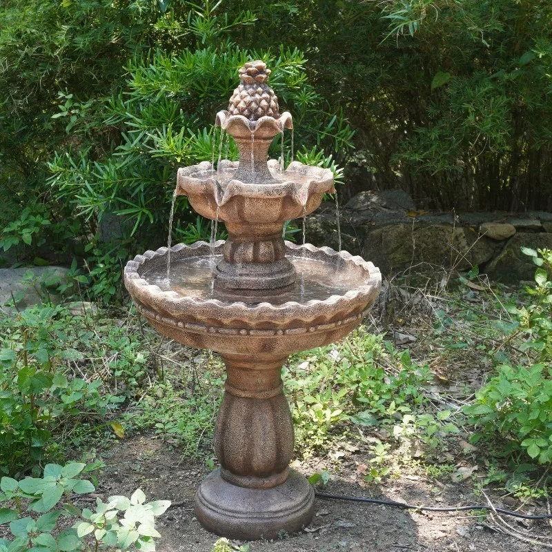 Resin Fountain Flowing Water Multi-layer European Classical Garden Courtyard Pastoral Circulation Flowing Water Landing