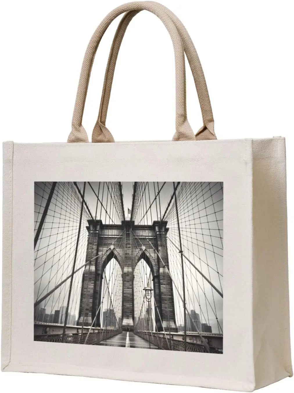 Bolso de mano de lona con estampado de puente de Brooklyn, bolso de moda, bolso de compras de hombro