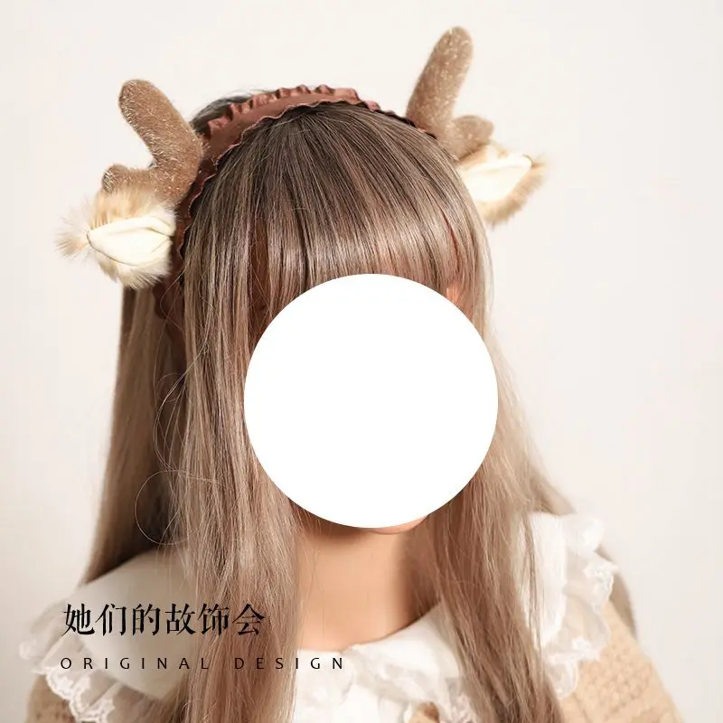 Diadema de Anime para niñas, diadema con orejas de ciervo y bestia de peluche, disfraz de Cosplay, tocado de fiesta, accesorios para el cabello fiesta de Halloween