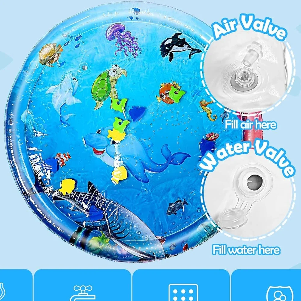 1pc 96cm/37.8 pouces rond dauphin gonflable PVC tapis de jeu bébé jouer tapis d'eau enfant en bas âge Pad enfants éducation précoce activité jouet tapis