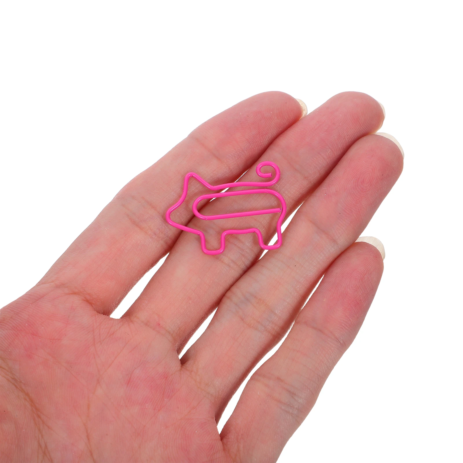 

100Pcs Pig Shaped Paper Clips Metal Colorful Office School Supplies Document Holder Strong Grip No Scratch Pink