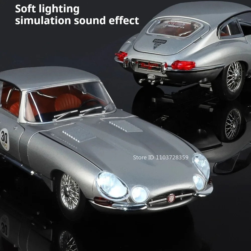 1:24 E-TYPE 500K modèle jouet voitures Vintage en métal moulé sous pression roue avant direction son lumière porte ouverte retirer enfant jouet éducatif