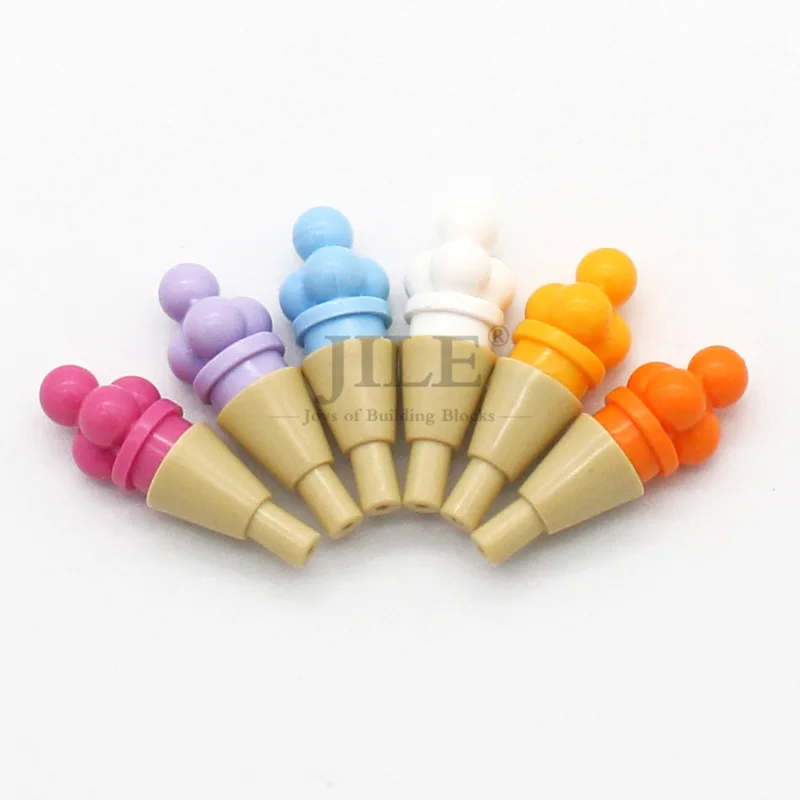 Moc 11610 6254 Cone 1x1 Inverted with Bar Ice Cream Scoops Snowball Food Dessert Building Blocks Bricks Compatible Assembled Toy