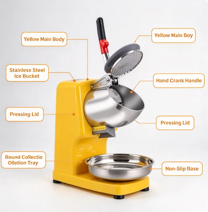 Commercial Ice Crusher Machine Portable Snow Cone Maker Electric Shaved Slushy Frozen Drink Blender for Milk Tea Shop Home Use