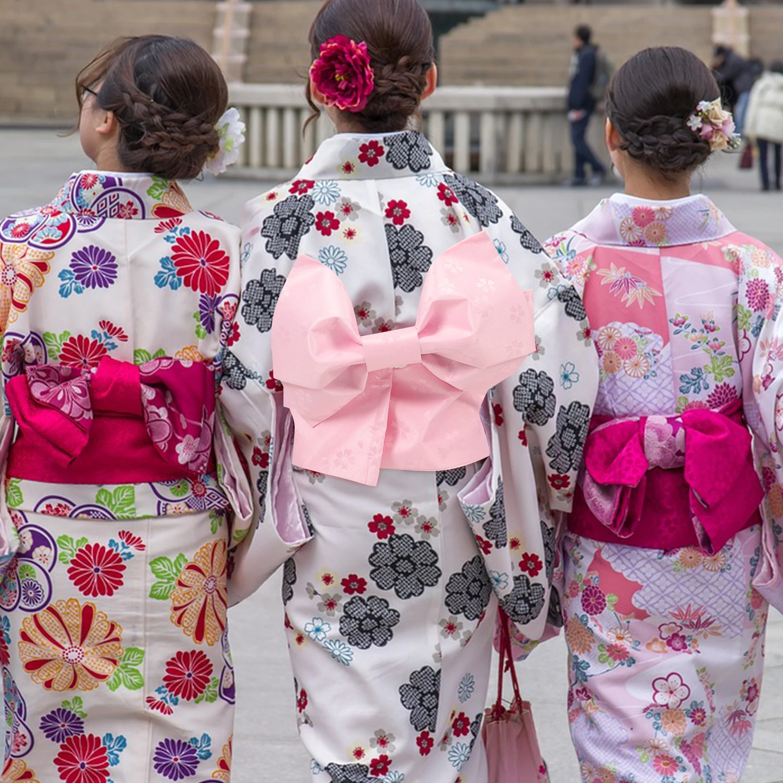 

Kimono Yukata Japanese Waist B Bow Waist B Pink Fabric Bathrobe Dress Accessory Pattern Long Lasting Use