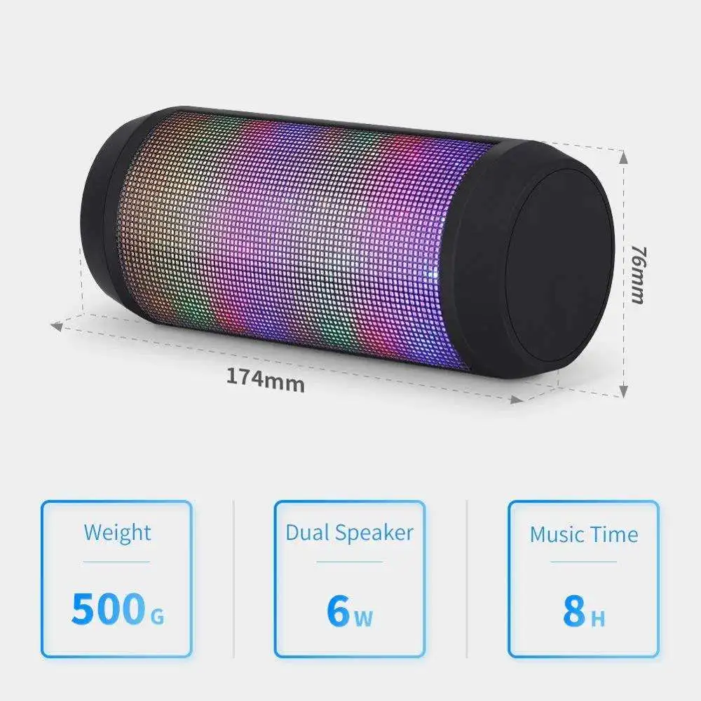 Portable Wireless Bluetooth Speaker 8H Playtime with Multi LED Light Dynamic Modes,for Party Outdoor Camping Mini speakers