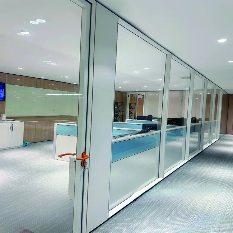 custom.Modern Tempered Curved Glass Wall Partition Divider Steel and Aluminium Profiles Office School Mall Shop Decoration
