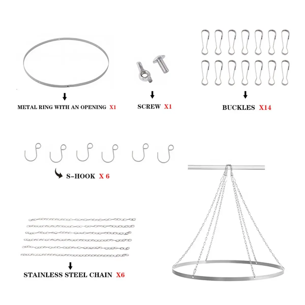 Ceiling Drapes Hanging Kit 12 Inch Round Canopy Hoop for Wedding and Gazebo Decor