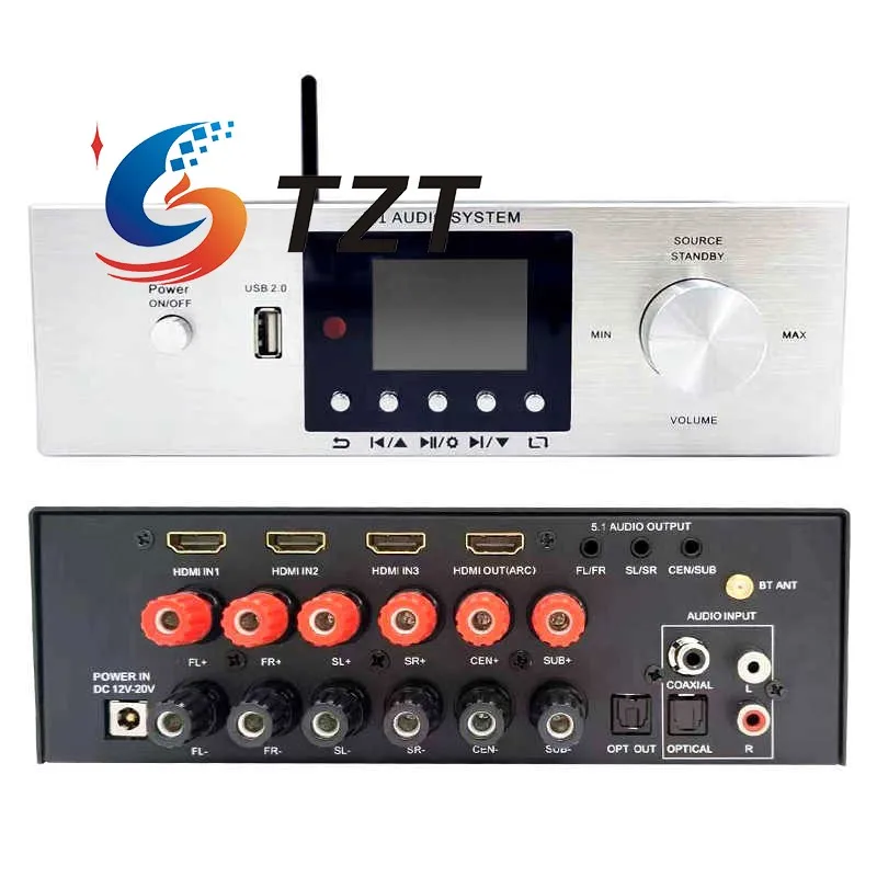 

TZT RCC_AMP5.1 USB DAC & 450W Power Amplifier 5.1 Audio System for Independent Channel Volume Adjustment