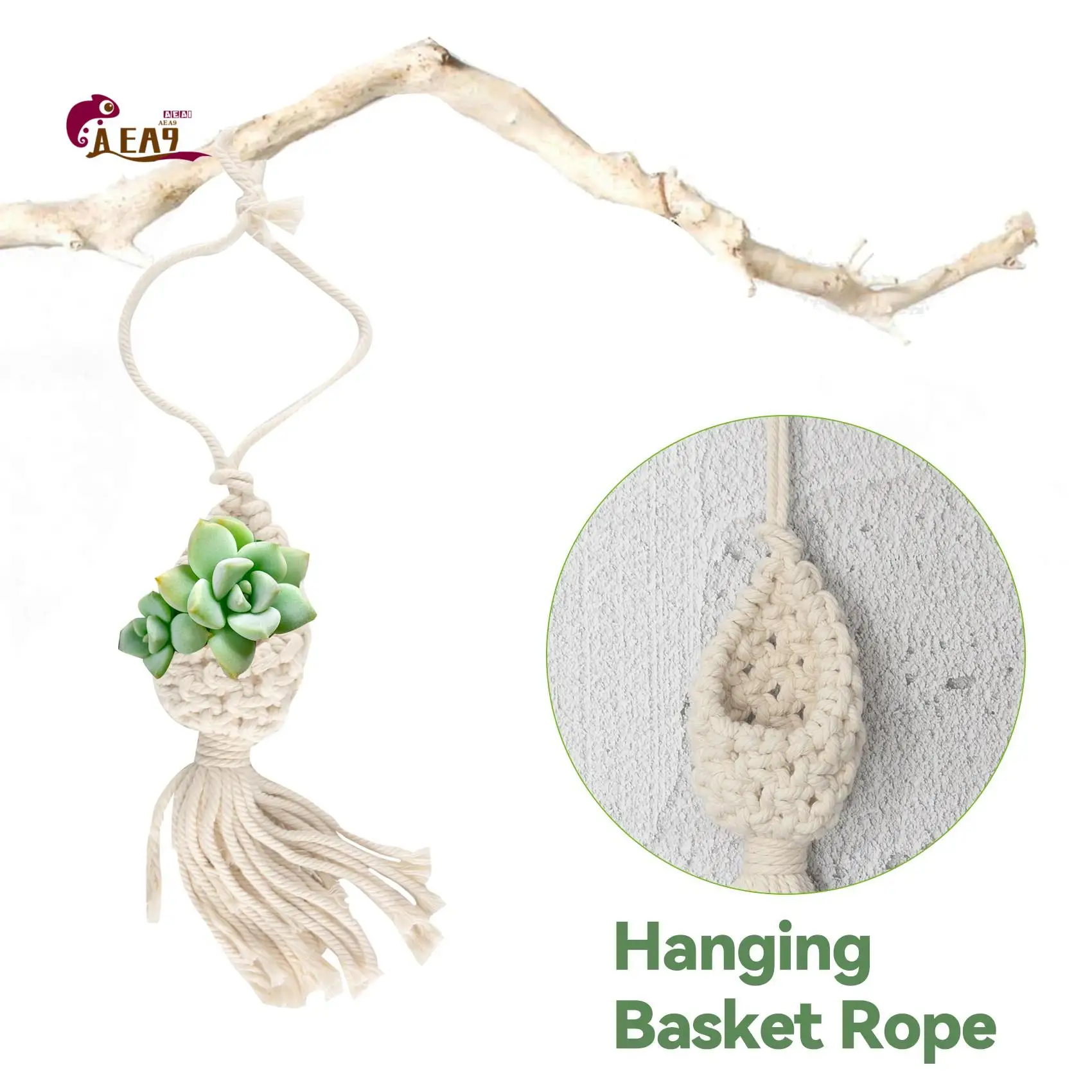 AEA9-Boho Macrame Air Plant Hanger Tillandsia Hanging Basket Rope Holder Flower Home Decor