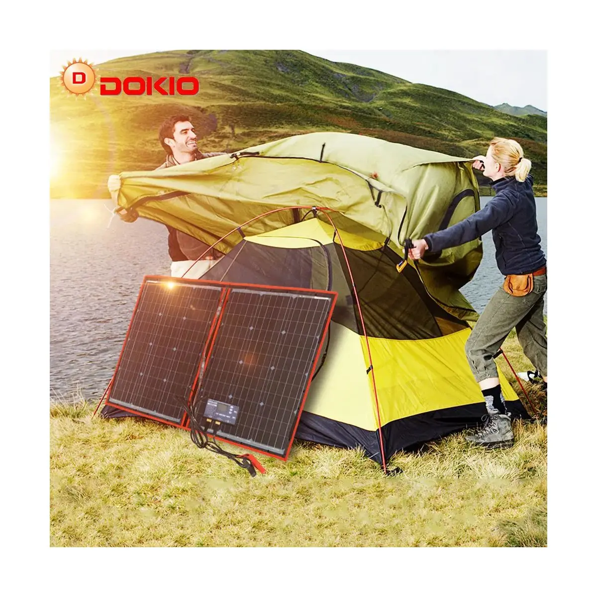 

100W 110W 12V DC Flexible Outdoor Portable Solar Panel For Camping Travel Boat RV