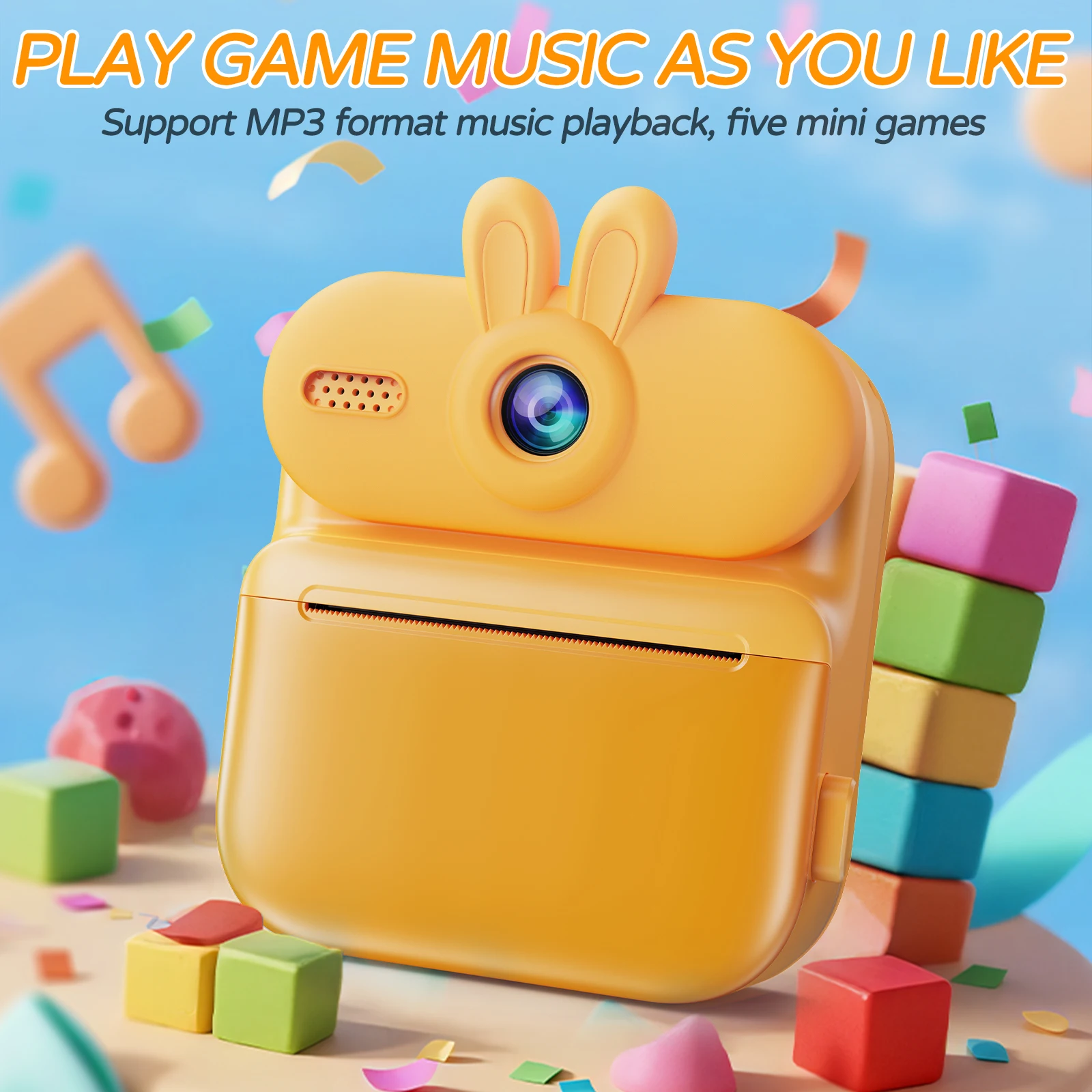 Kindercamera Instant Print 16x Kat Ontwerp 1080 HD Digitale Camera Konijn Speelgoed Vorm Kerst Verjaardagscadeau voor kinderen van 3-12 jaar