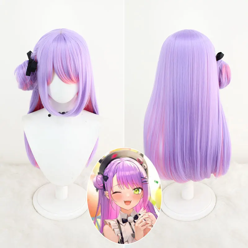 HOLOLIVE VTuber Tokoyami Towa cosplay wig Purple Shawl wig halloween party Role Cos Wig