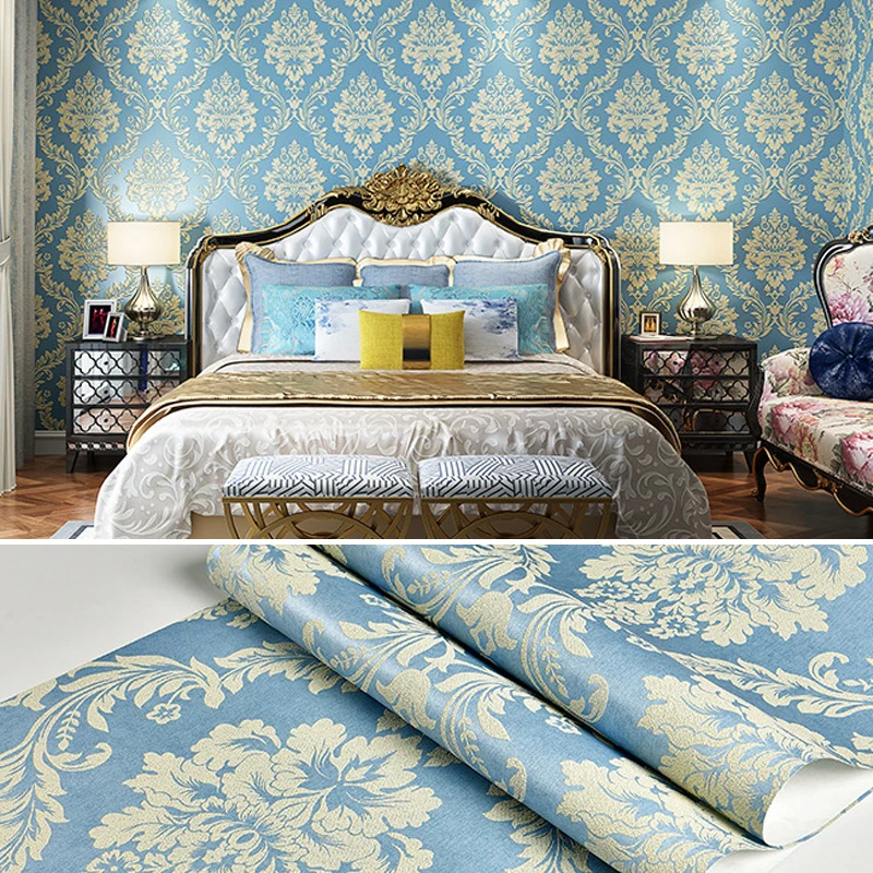 10M Luxury European Style Non-woven Wallpaper TV Background Decor Classic 3D Embossed Wall Paper Roll Wallcovering Upholstery