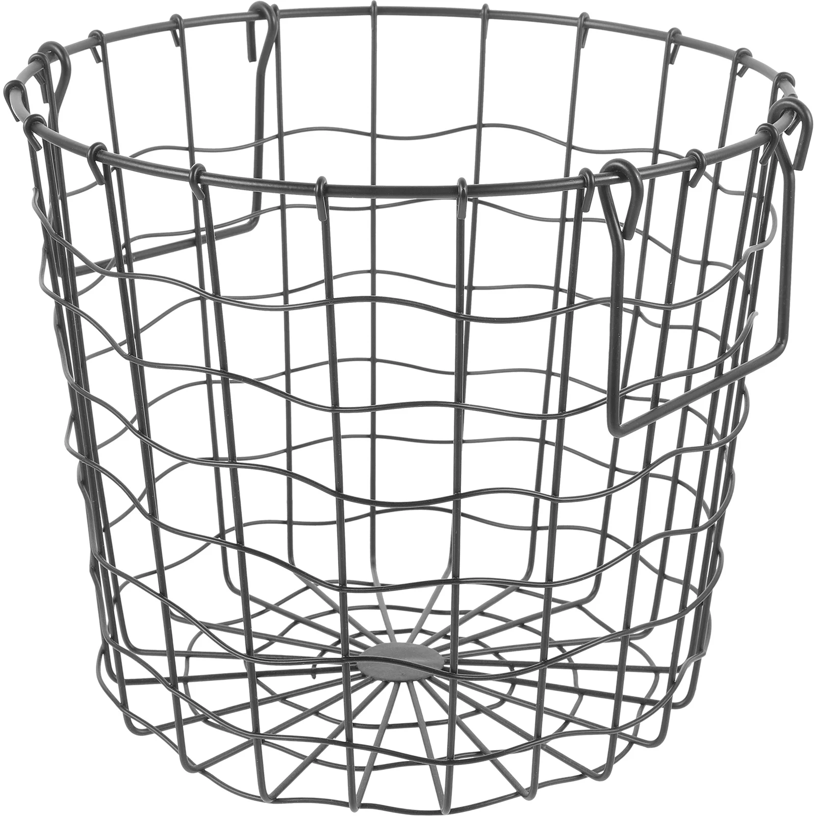 Country Round Iron Firewood Storage Basket Outdoor (black) Utility Log Holders for Fireplace Bin Wire Baskets Grid