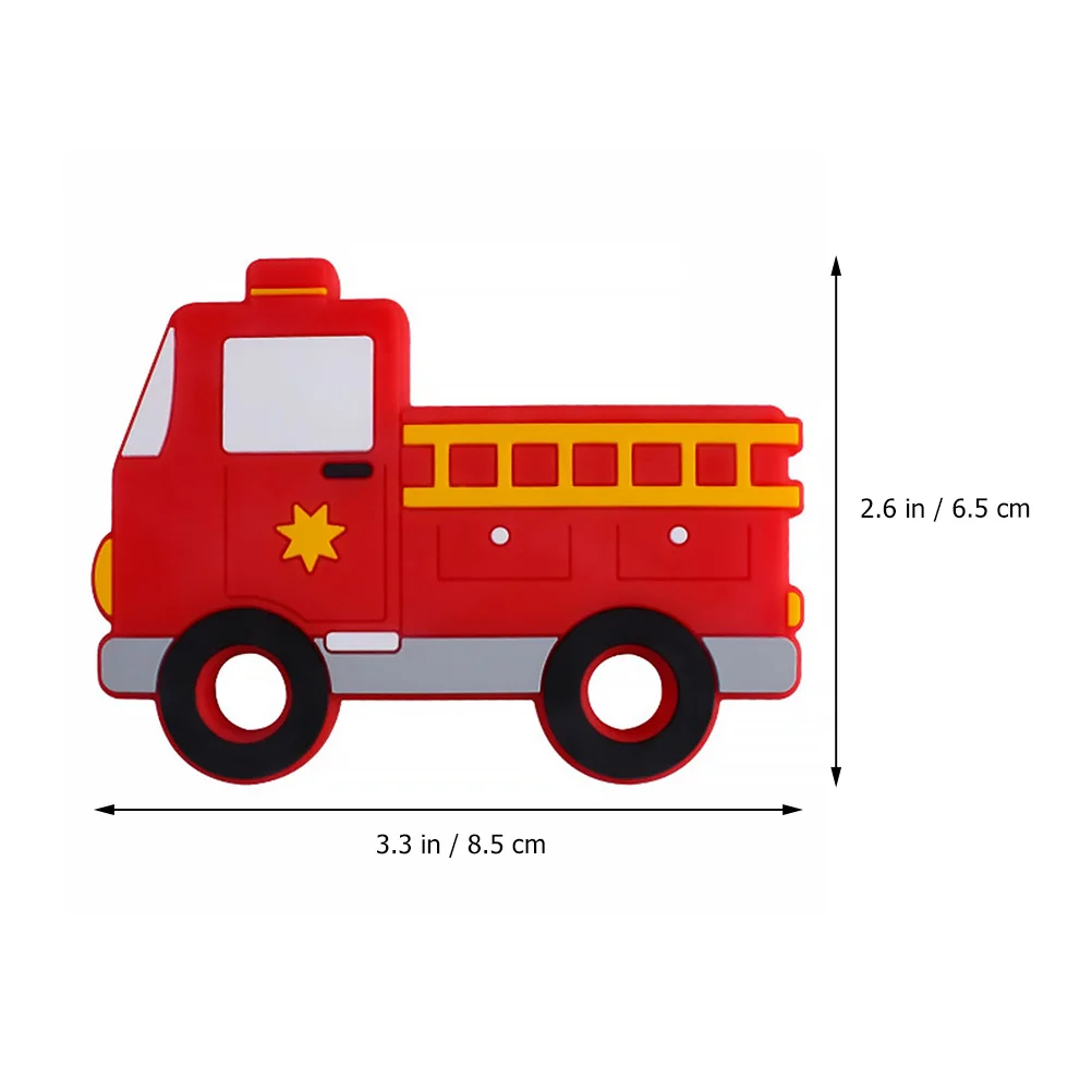 

1 шт., силиконовый прорезыватель для пожарной машины, мультяшная форма, детский жевательный инструмент для прорезывания зубов, мягкий гибкий массажер-прорезыватель