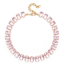 2023 New Design 10x20mm Rectangle Shape Crystal Beads Necklace For Women Rectangle Diamond Beads Choker Crystal Jewelry