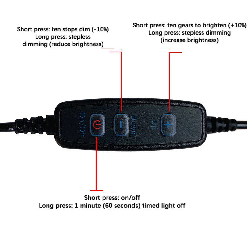 Cable de interruptor de atenuación de 10 velocidades, interruptor de ajuste USB, cable de mesa adecuado para cuentas de lámpara de un Color, 1 piezas, DC5V LED