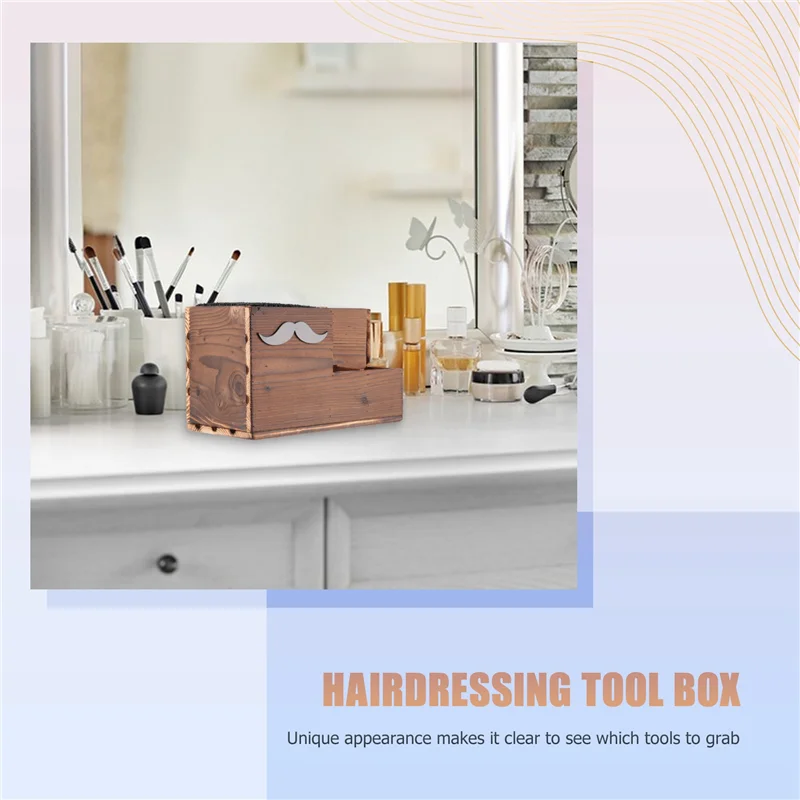 AA20-Wood Hairdressing Tool Box Hair Salon Shear Holder Hair Cutting Scissors Rack Storage Container Barber Tools Holder